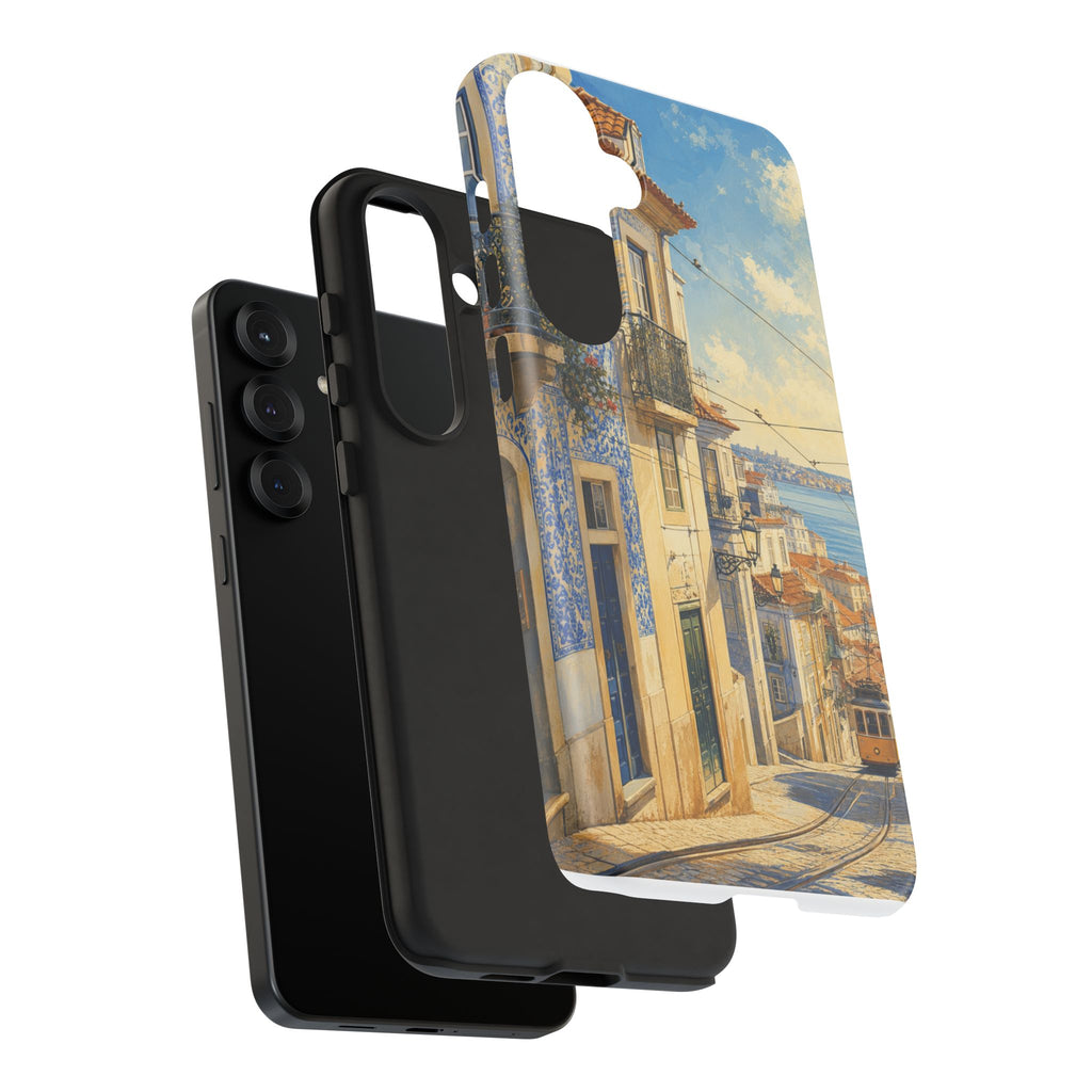 Lisbon Phone Case, Tram Street Travel Art, Tough Protective Case, Matte or Glossy