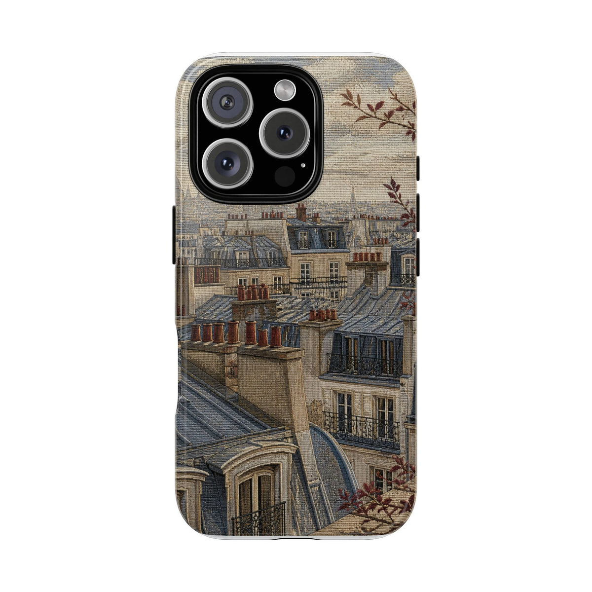 Paris Phone Case, Jacquard-Look Travel Art, Tough Protective Case, Matte or Glossy