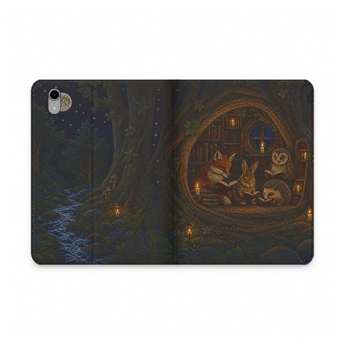 Book Lover iPad Case, Midnight Library Folio, Vegan Leather Tablet Case with Card Pockets, Reading Gift, Teacher Gift