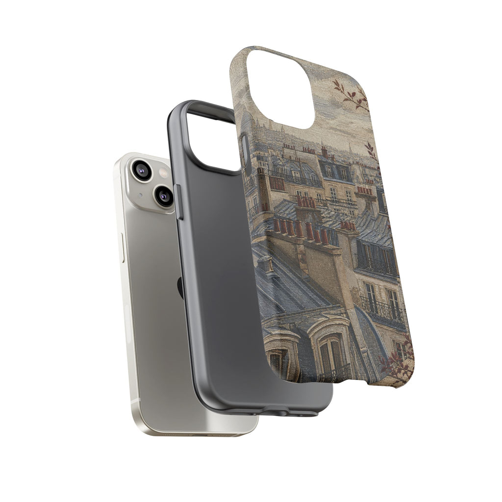 Paris Phone Case, Jacquard-Look Travel Art, Tough Protective Case, Matte or Glossy