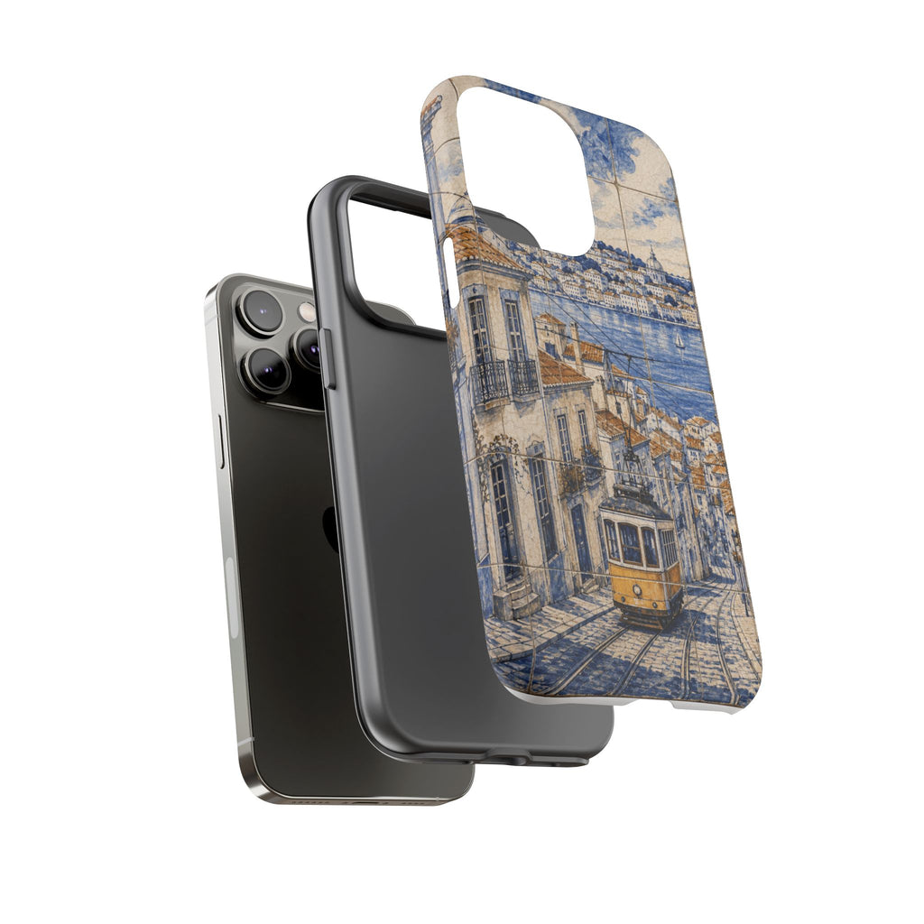 Lisbon Phone Case, Azulejo-Look Travel Art, Tough Protective Case, Matte or Glossy