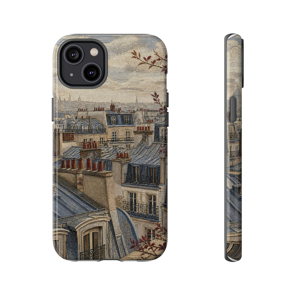 Paris Phone Case, Jacquard-Look Travel Art, Tough Protective Case, Matte or Glossy