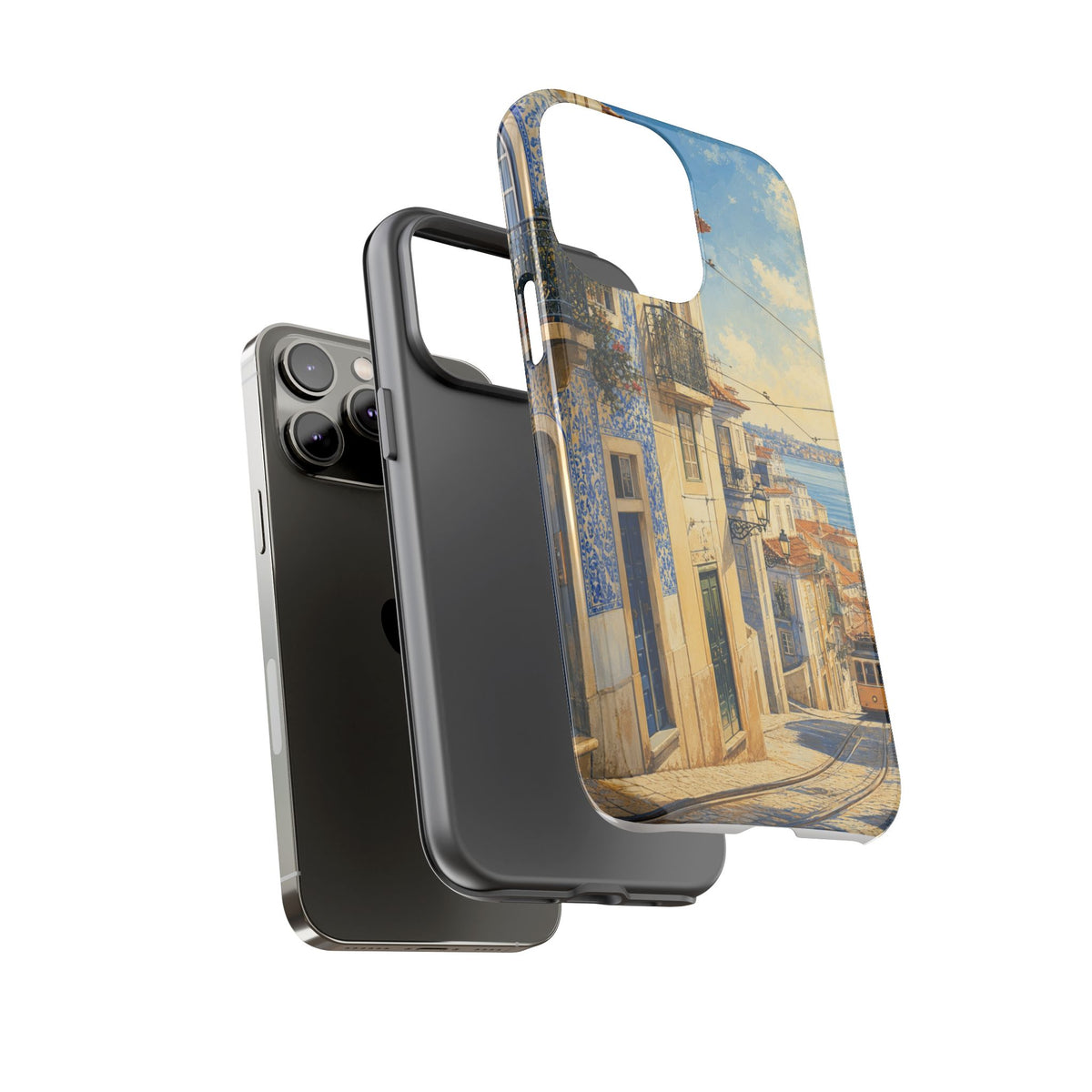 Lisbon Phone Case, Tram Street Travel Art, Tough Protective Case, Matte or Glossy