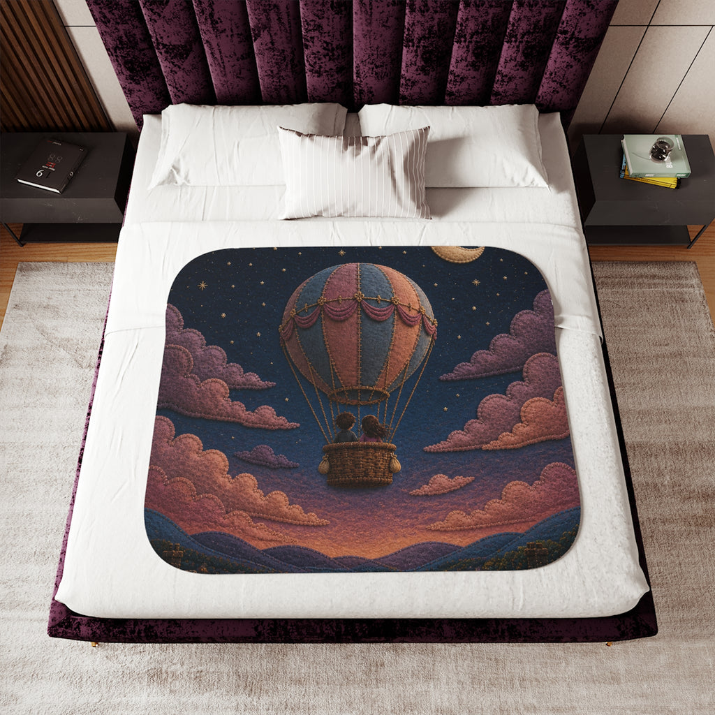 Hot Air Balloon Blanket, Balloon to the Moon Sherpa Throw, Moon Nursery Decor, Kids Toddler Blanket, Baby Shower Gift, Storybook Nursery