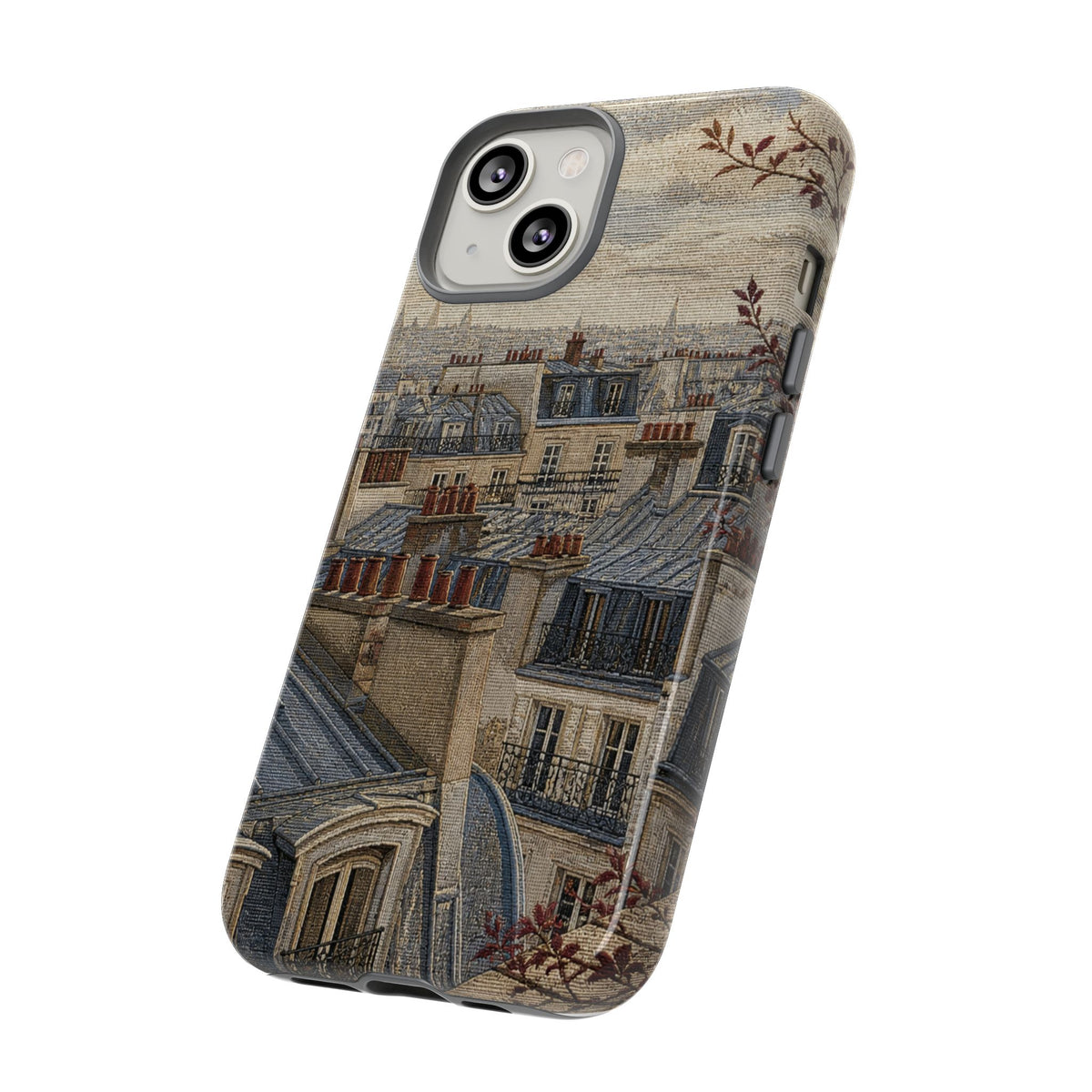 Paris Phone Case, Jacquard-Look Travel Art, Tough Protective Case, Matte or Glossy