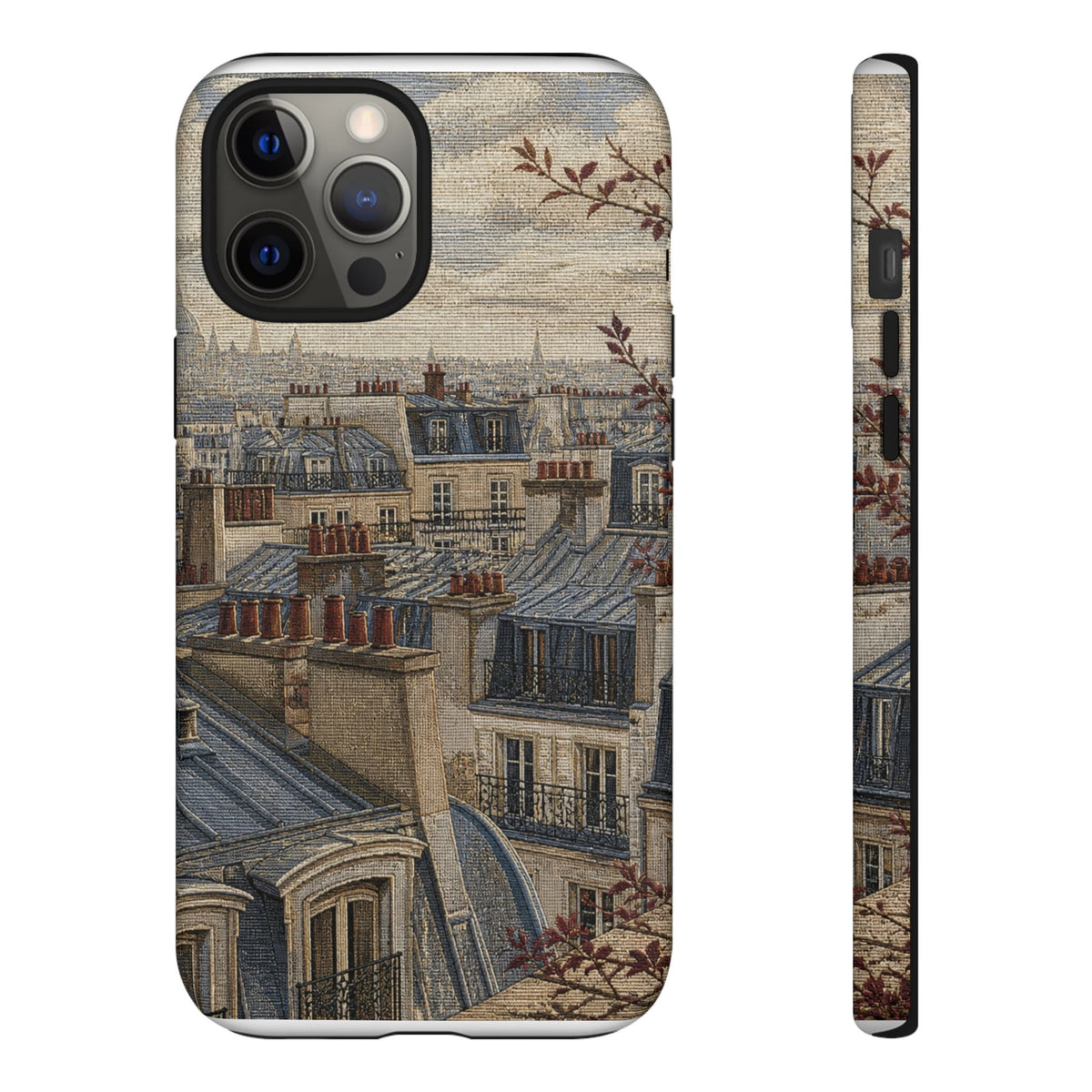 Paris Phone Case, Jacquard-Look Travel Art, Tough Protective Case, Matte or Glossy