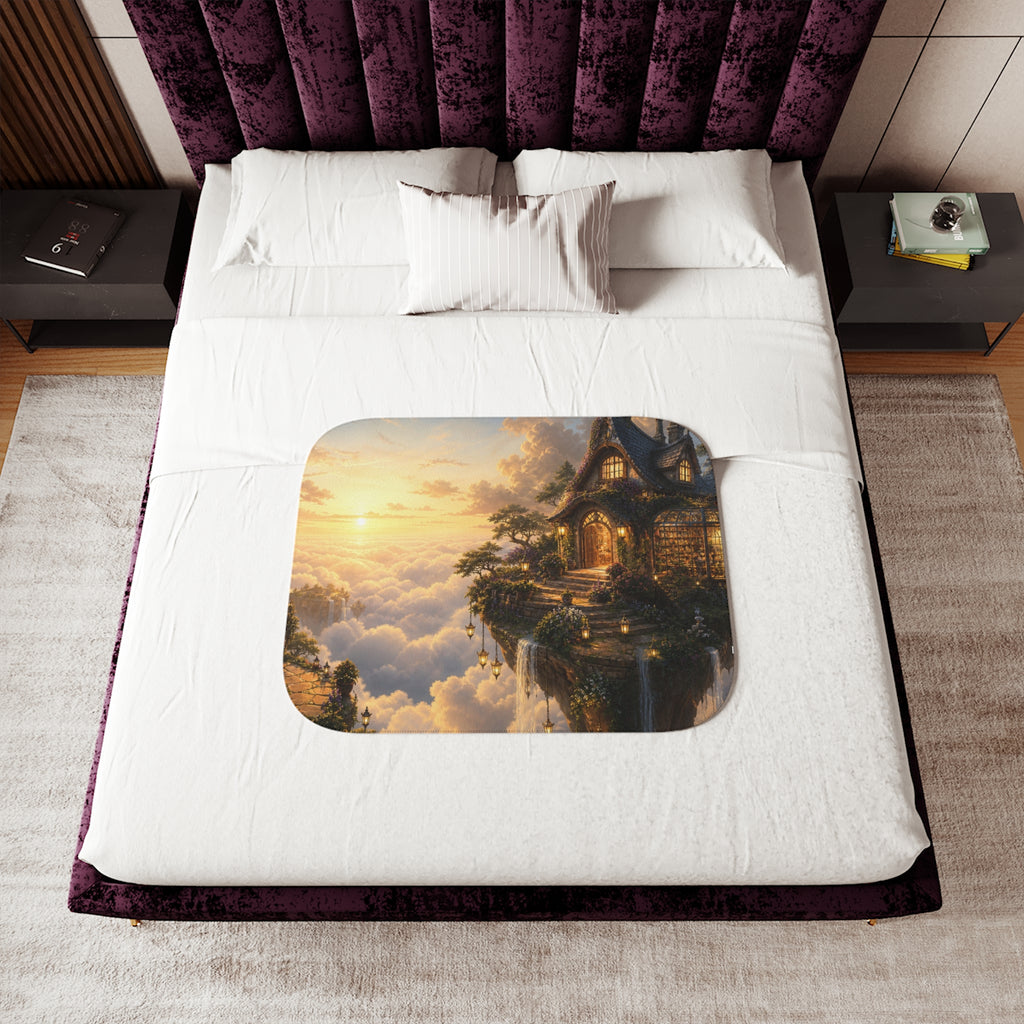 The House Above the Clouds Fantasy Sherpa Blanket