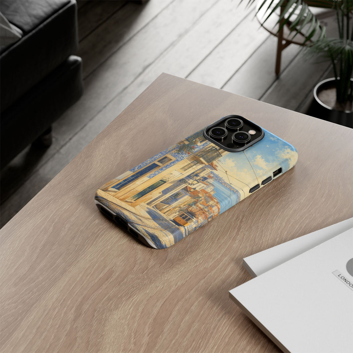 Lisbon Phone Case, Tram Street Travel Art, Tough Protective Case, Matte or Glossy