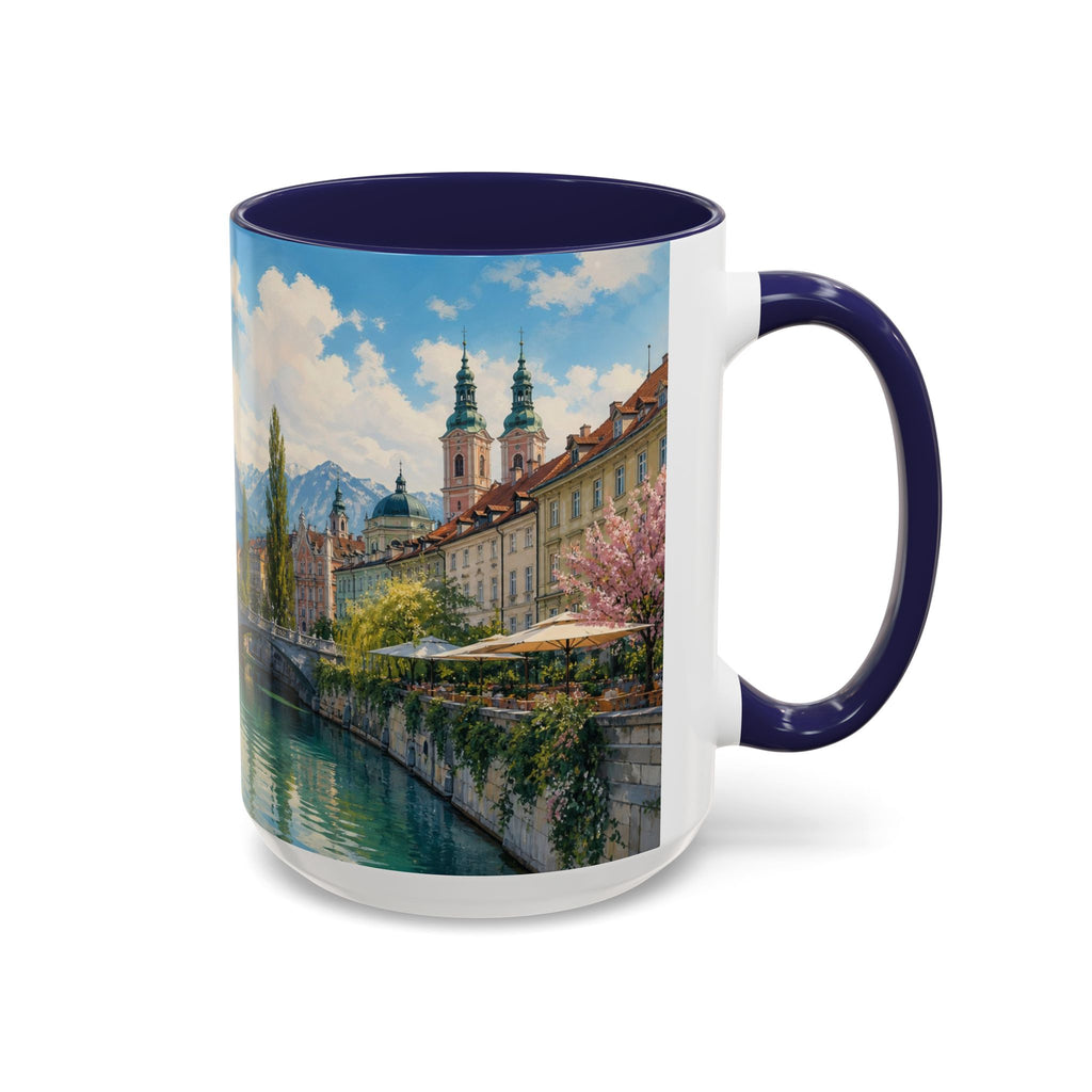 Bled & Ljubljana Accent Coffee Mug, Scenic Travel Art, 11oz 15oz