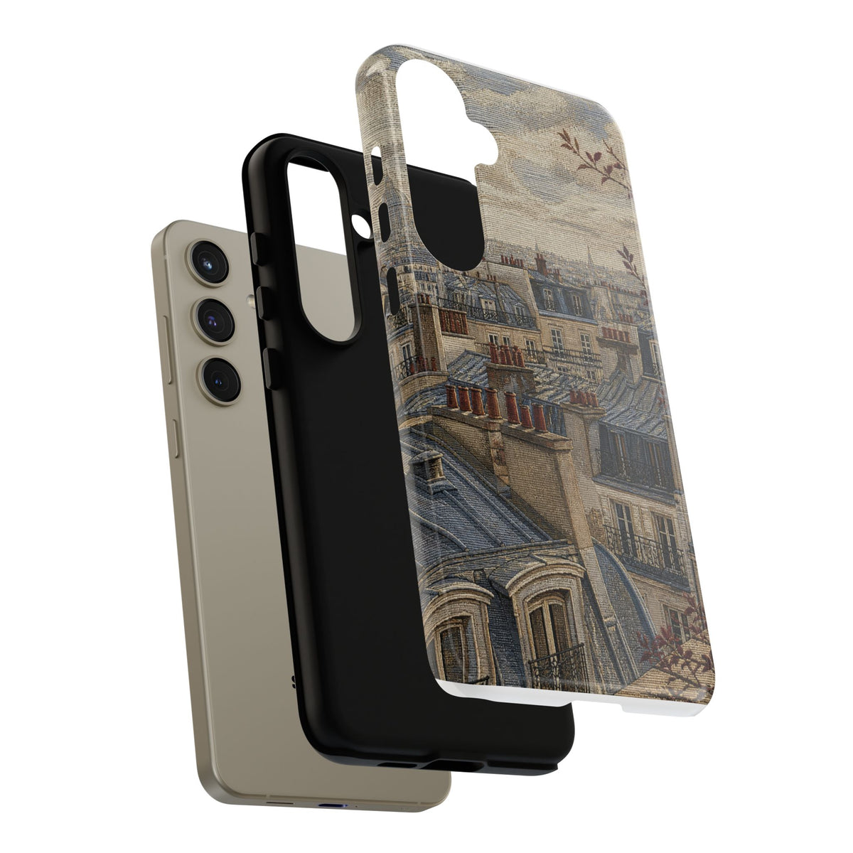 Paris Phone Case, Jacquard-Look Travel Art, Tough Protective Case, Matte or Glossy