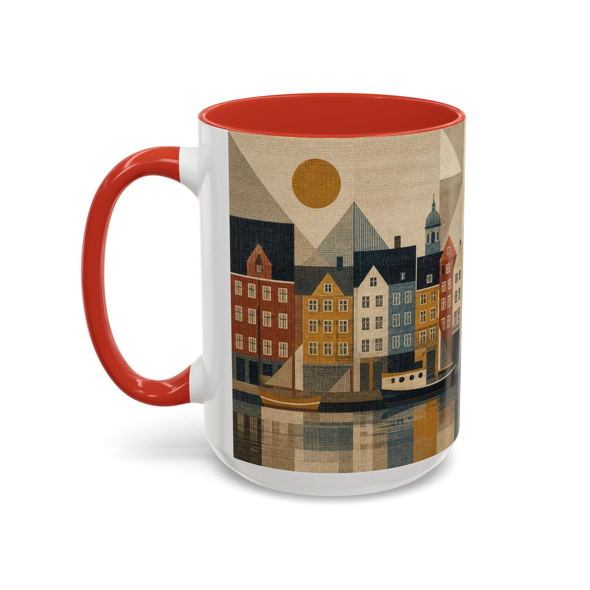 Copenhagen Accent Coffee Mug, Material-Look Travel Art, 11oz 15oz