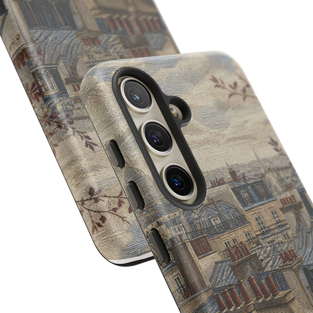 Paris Phone Case, Jacquard-Look Travel Art, Tough Protective Case, Matte or Glossy