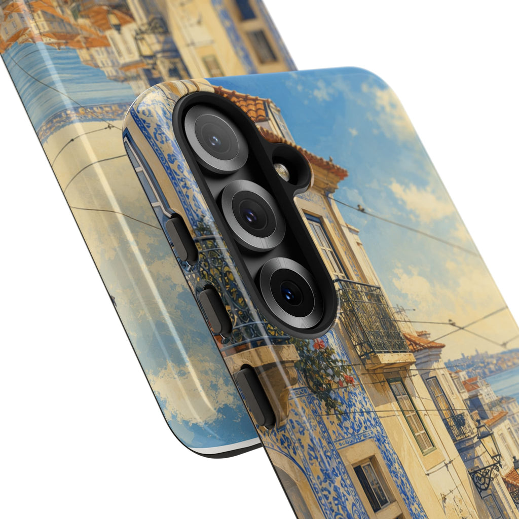 Lisbon Phone Case, Tram Street Travel Art, Tough Protective Case, Matte or Glossy