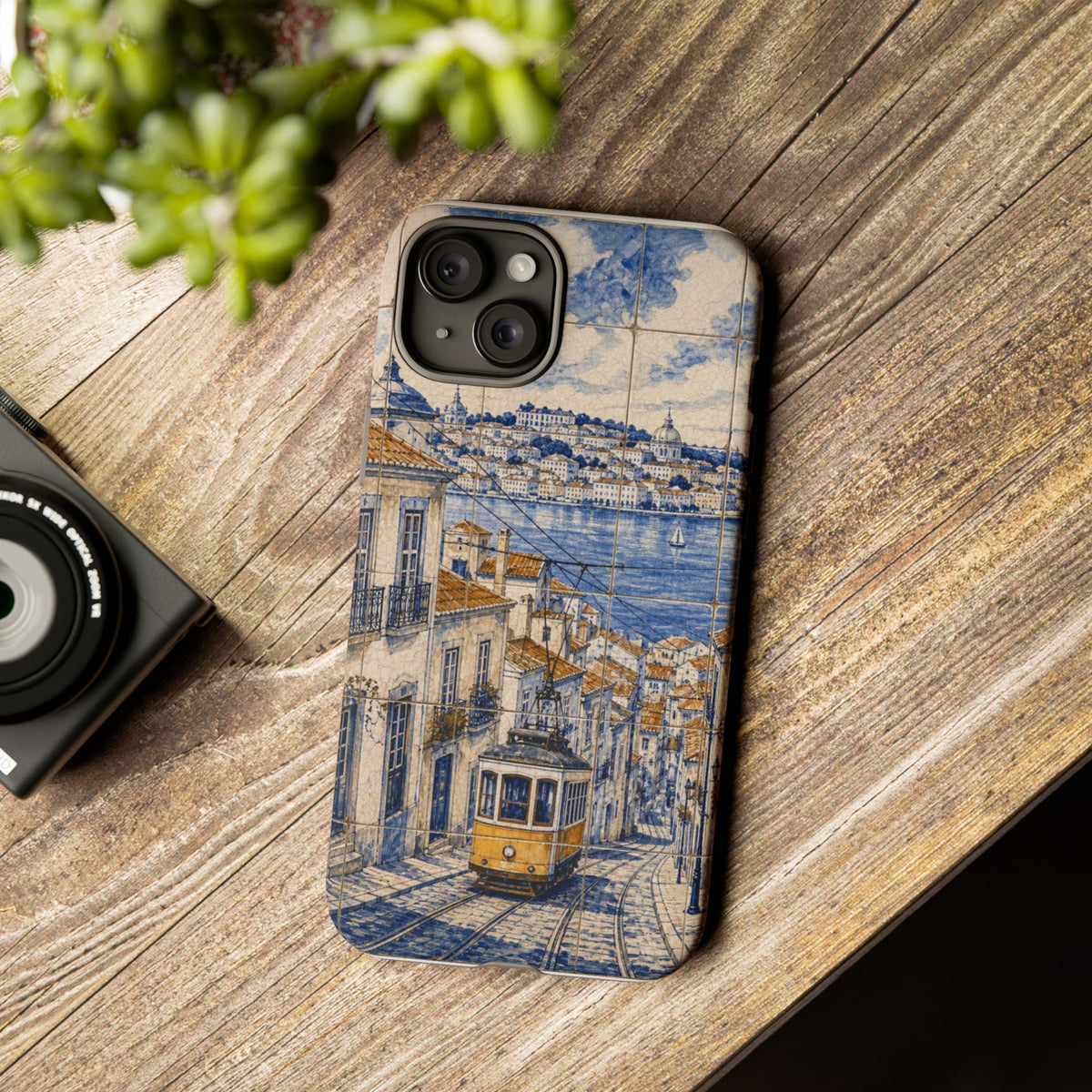 Lisbon Phone Case, Azulejo-Look Travel Art, Tough Protective Case, Matte or Glossy