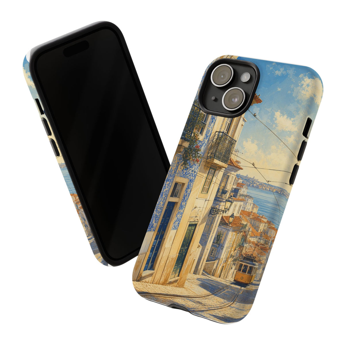 Lisbon Phone Case, Tram Street Travel Art, Tough Protective Case, Matte or Glossy