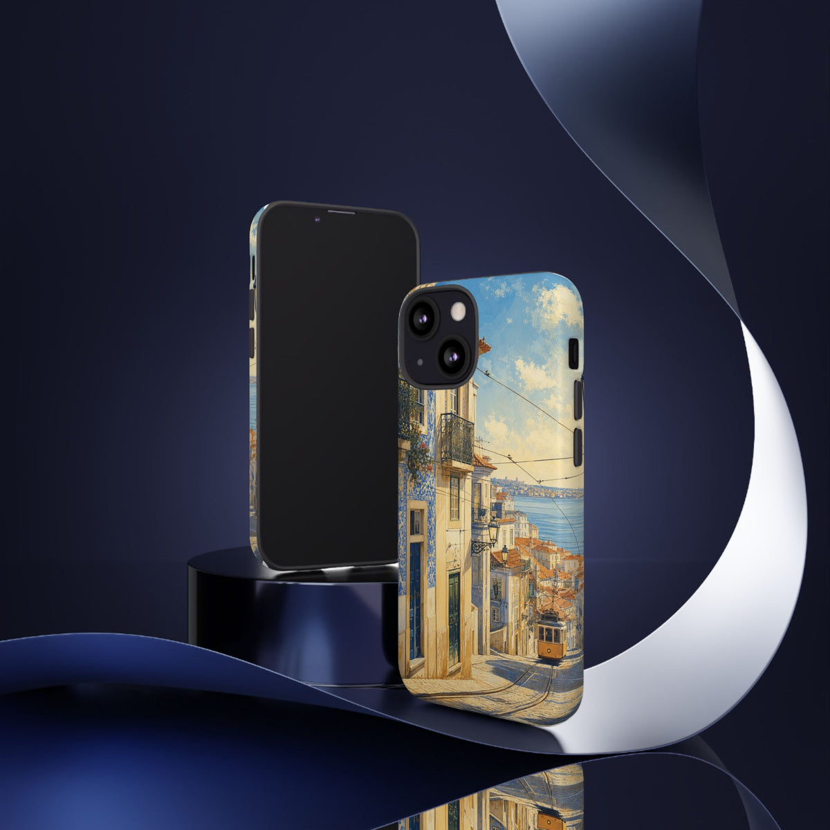 Lisbon Phone Case, Tram Street Travel Art, Tough Protective Case, Matte or Glossy