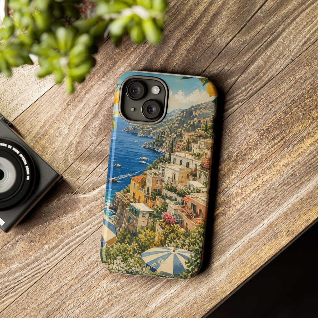 Amalfi Coast Phone Case, Coastal Travel Art, Tough Protective Case, Matte or Glossy