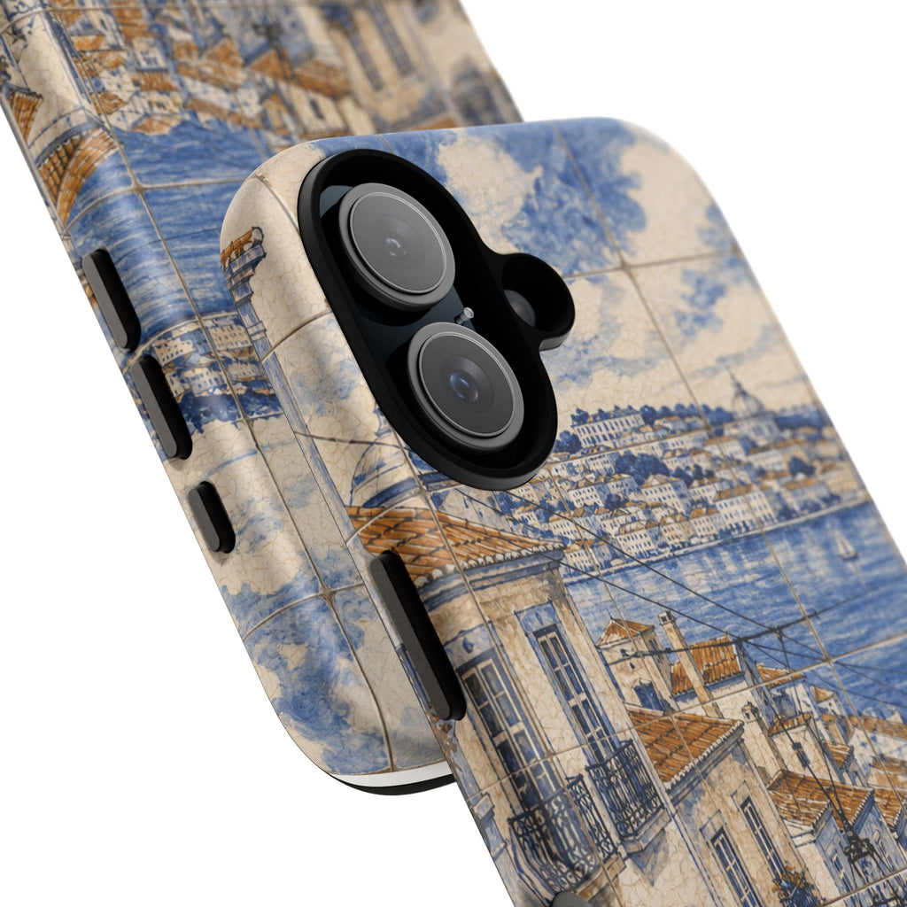 Lisbon Phone Case, Azulejo-Look Travel Art, Tough Protective Case, Matte or Glossy