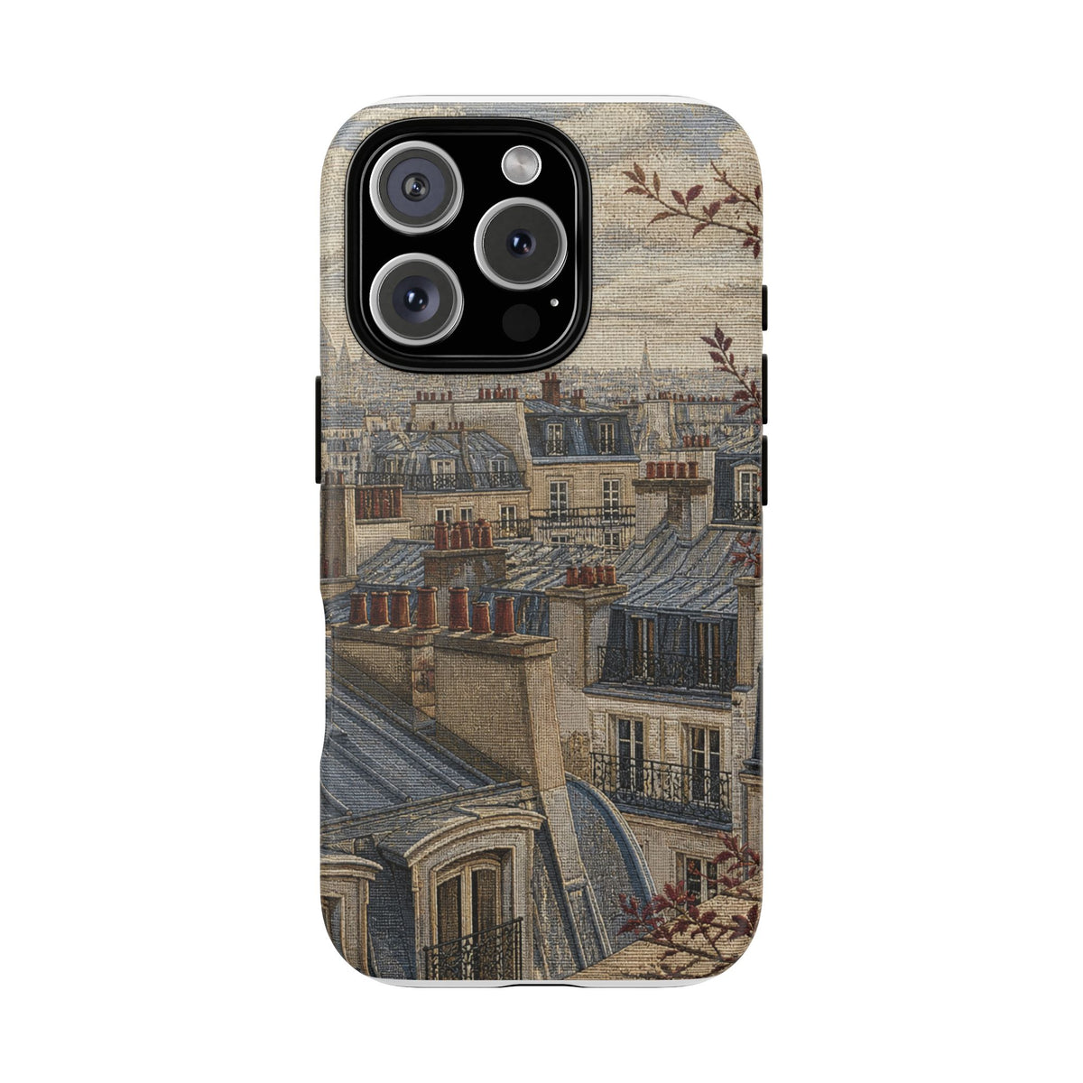 Paris Phone Case, Jacquard-Look Travel Art, Tough Protective Case, Matte or Glossy
