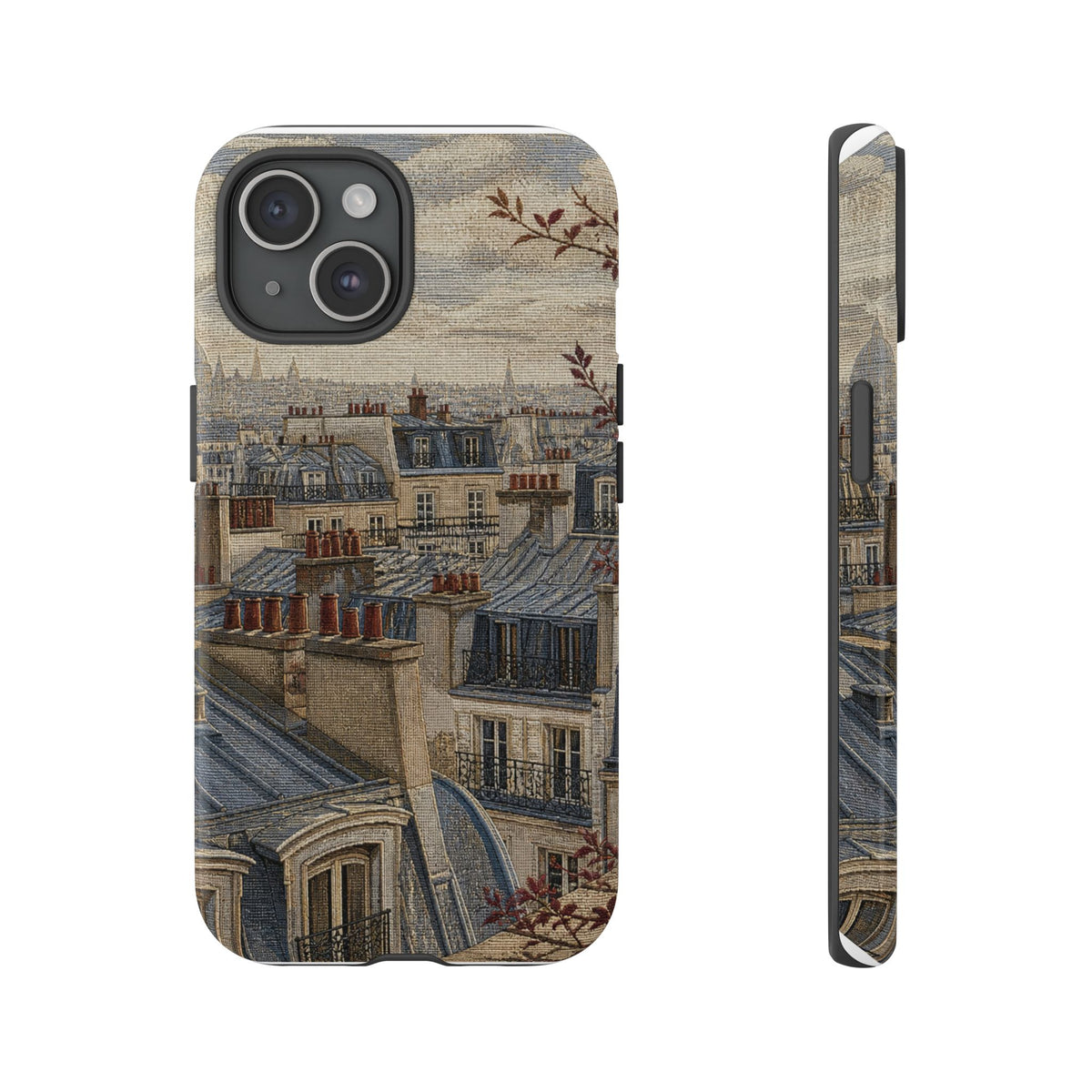 Paris Phone Case, Jacquard-Look Travel Art, Tough Protective Case, Matte or Glossy