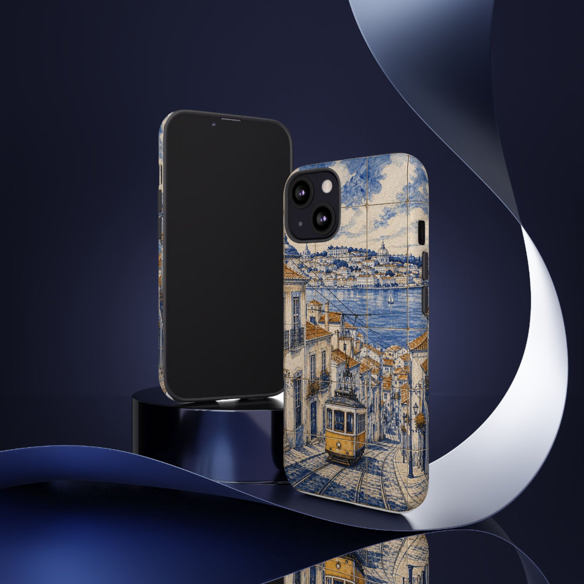 Lisbon Phone Case, Azulejo-Look Travel Art, Tough Protective Case, Matte or Glossy