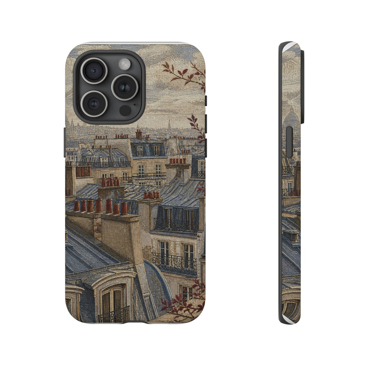Paris Phone Case, Jacquard-Look Travel Art, Tough Protective Case, Matte or Glossy