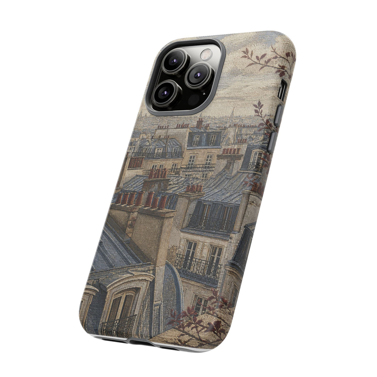 Paris Phone Case, Jacquard-Look Travel Art, Tough Protective Case, Matte or Glossy