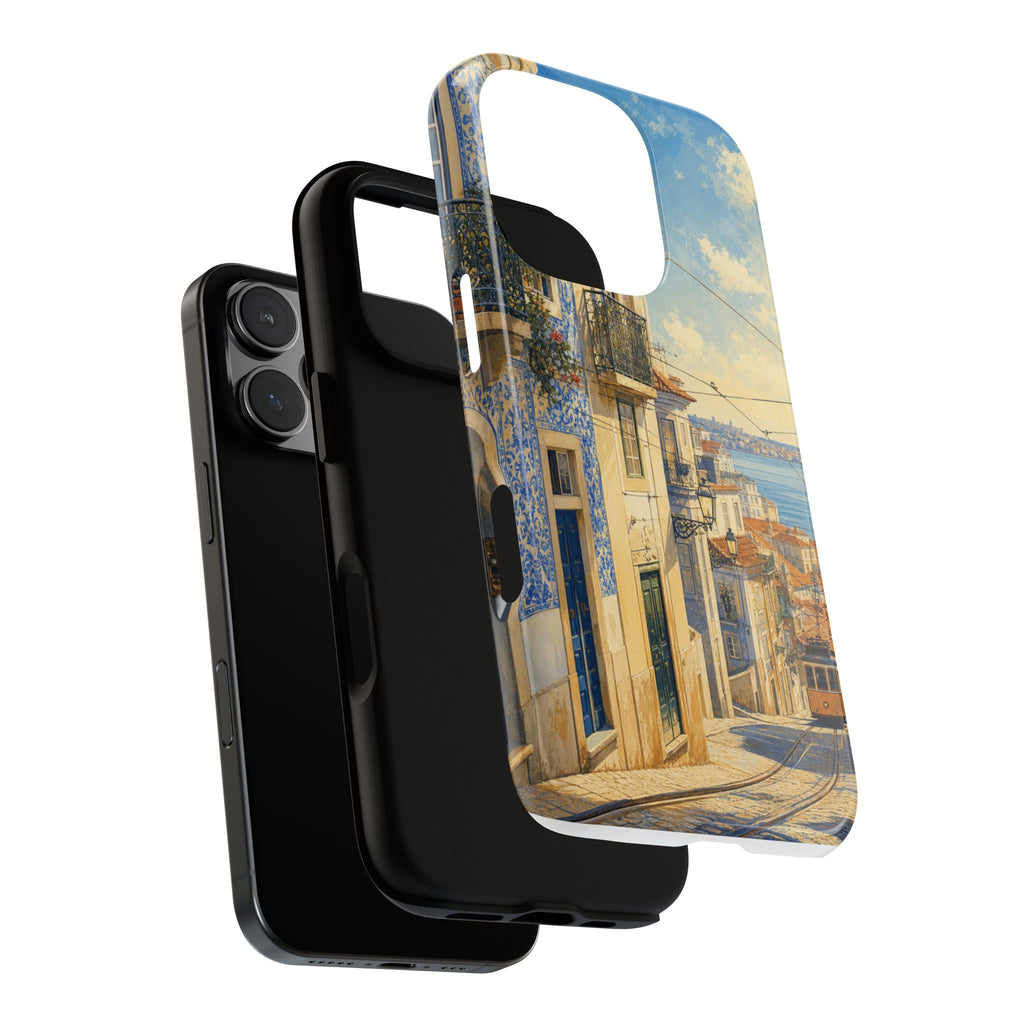 Lisbon Phone Case, Tram Street Travel Art, Tough Protective Case, Matte or Glossy