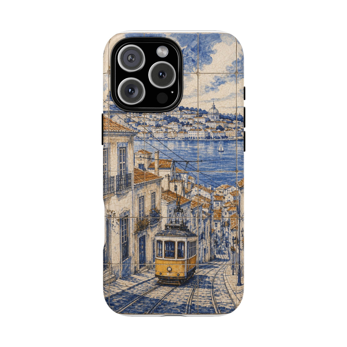 Lisbon Phone Case, Azulejo-Look Travel Art, Tough Protective Case, Matte or Glossy