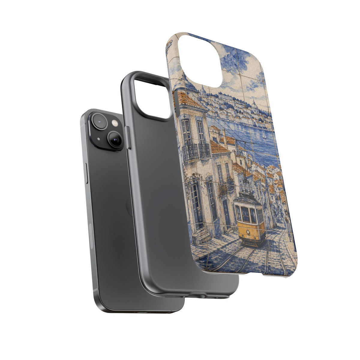Lisbon Phone Case, Azulejo-Look Travel Art, Tough Protective Case, Matte or Glossy