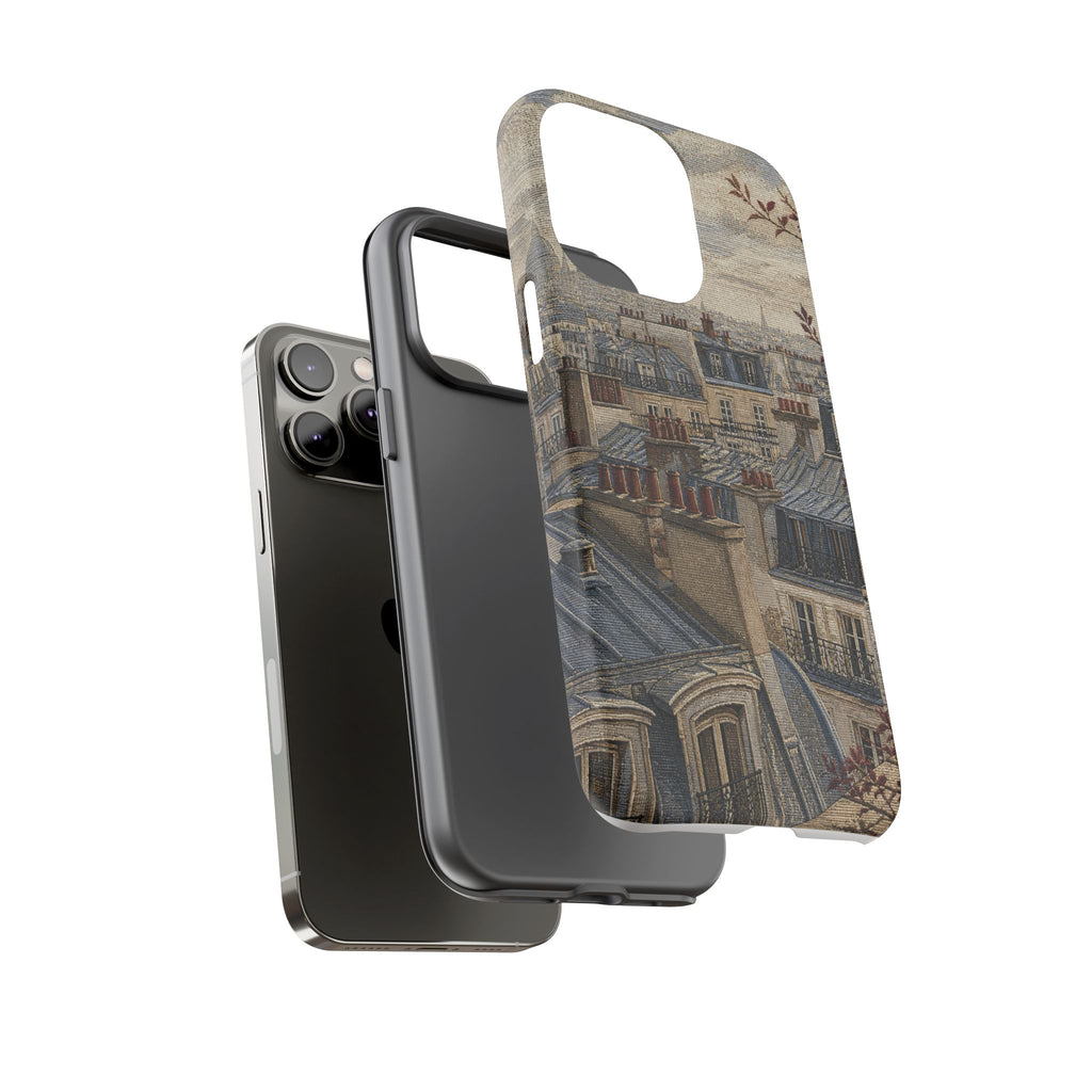 Paris Phone Case, Jacquard-Look Travel Art, Tough Protective Case, Matte or Glossy