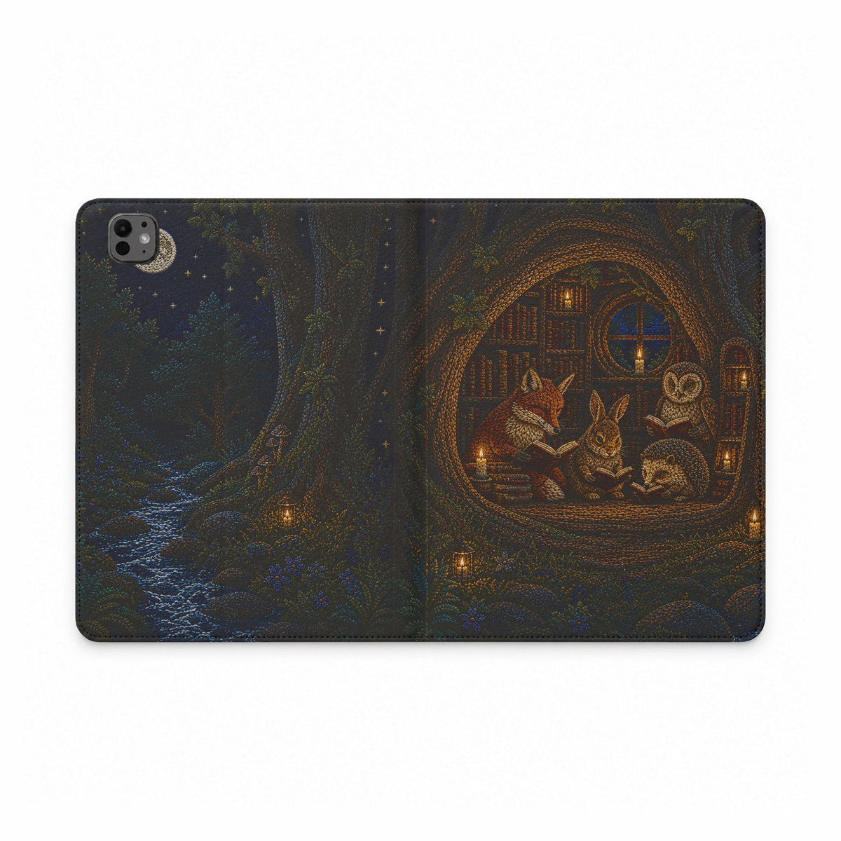 Book Lover iPad Case, Midnight Library Folio, Vegan Leather Tablet Case with Card Pockets, Reading Gift, Teacher Gift