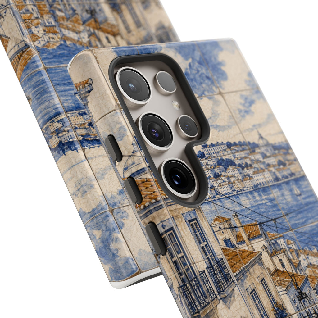 Lisbon Phone Case, Azulejo-Look Travel Art, Tough Protective Case, Matte or Glossy