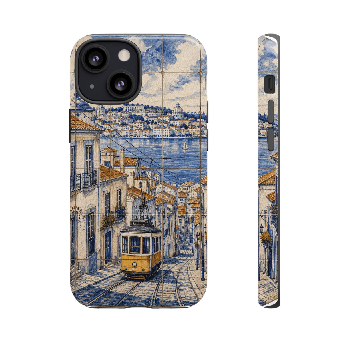 Lisbon Phone Case, Azulejo-Look Travel Art, Tough Protective Case, Matte or Glossy