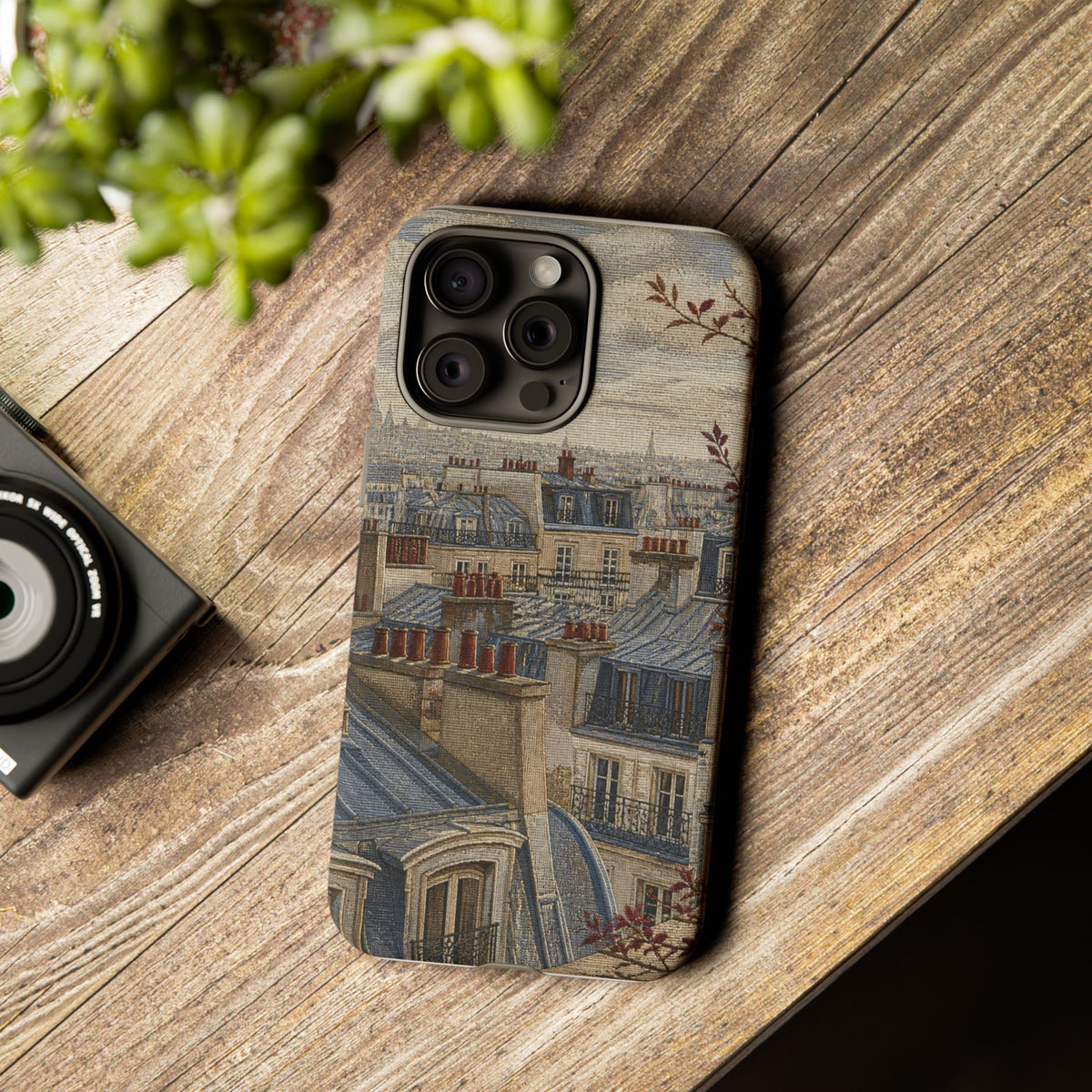Paris Phone Case, Jacquard-Look Travel Art, Tough Protective Case, Matte or Glossy