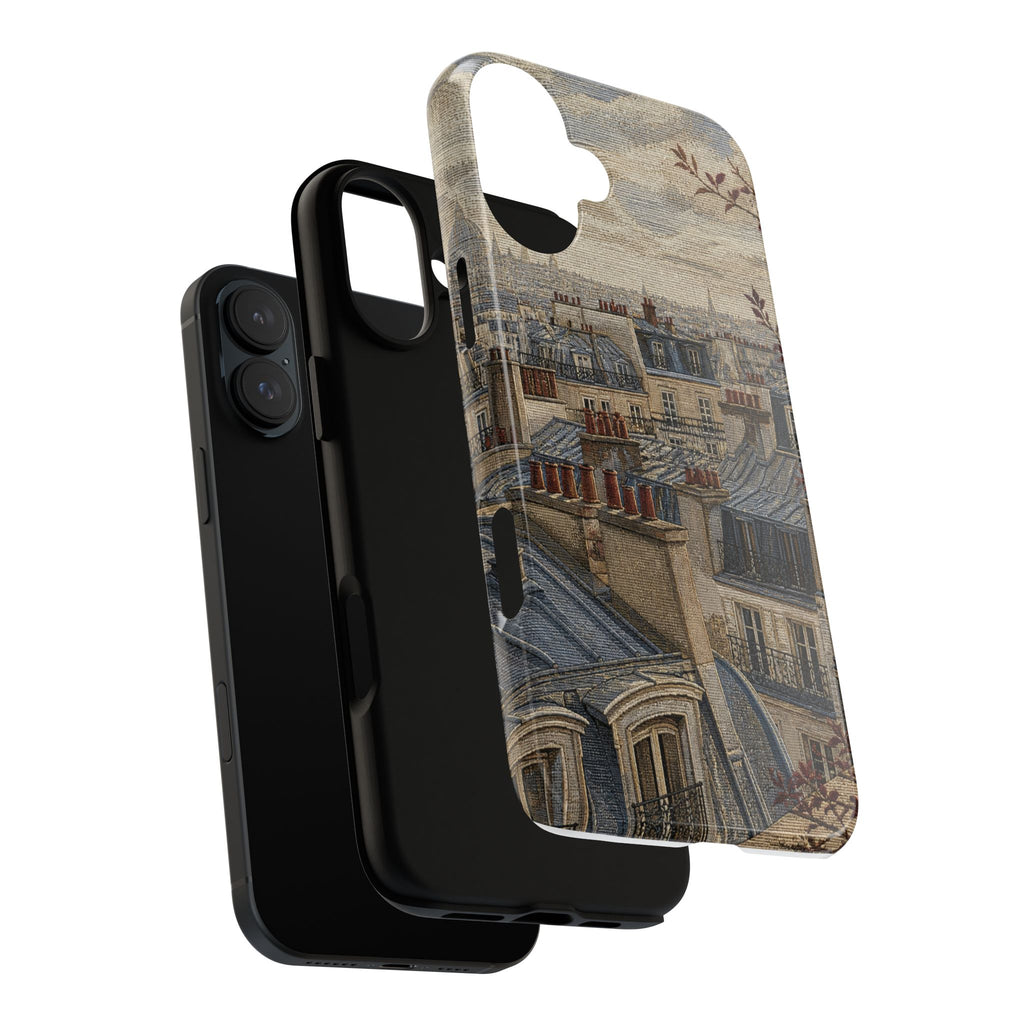 Paris Phone Case, Jacquard-Look Travel Art, Tough Protective Case, Matte or Glossy