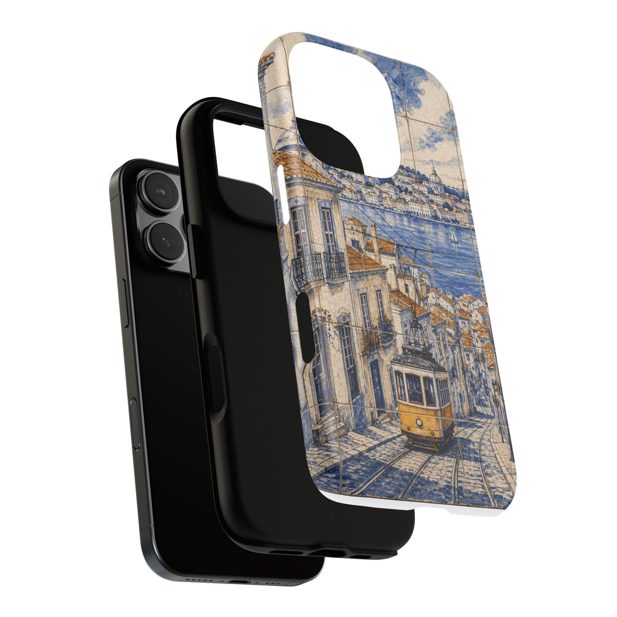 Lisbon Phone Case, Azulejo-Look Travel Art, Tough Protective Case, Matte or Glossy