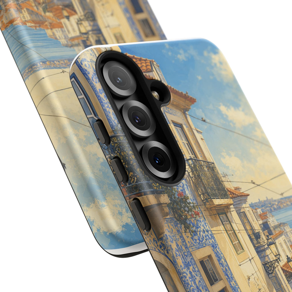 Lisbon Phone Case, Tram Street Travel Art, Tough Protective Case, Matte or Glossy