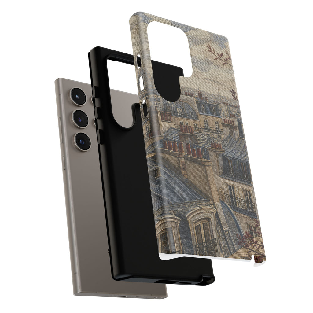 Paris Phone Case, Jacquard-Look Travel Art, Tough Protective Case, Matte or Glossy