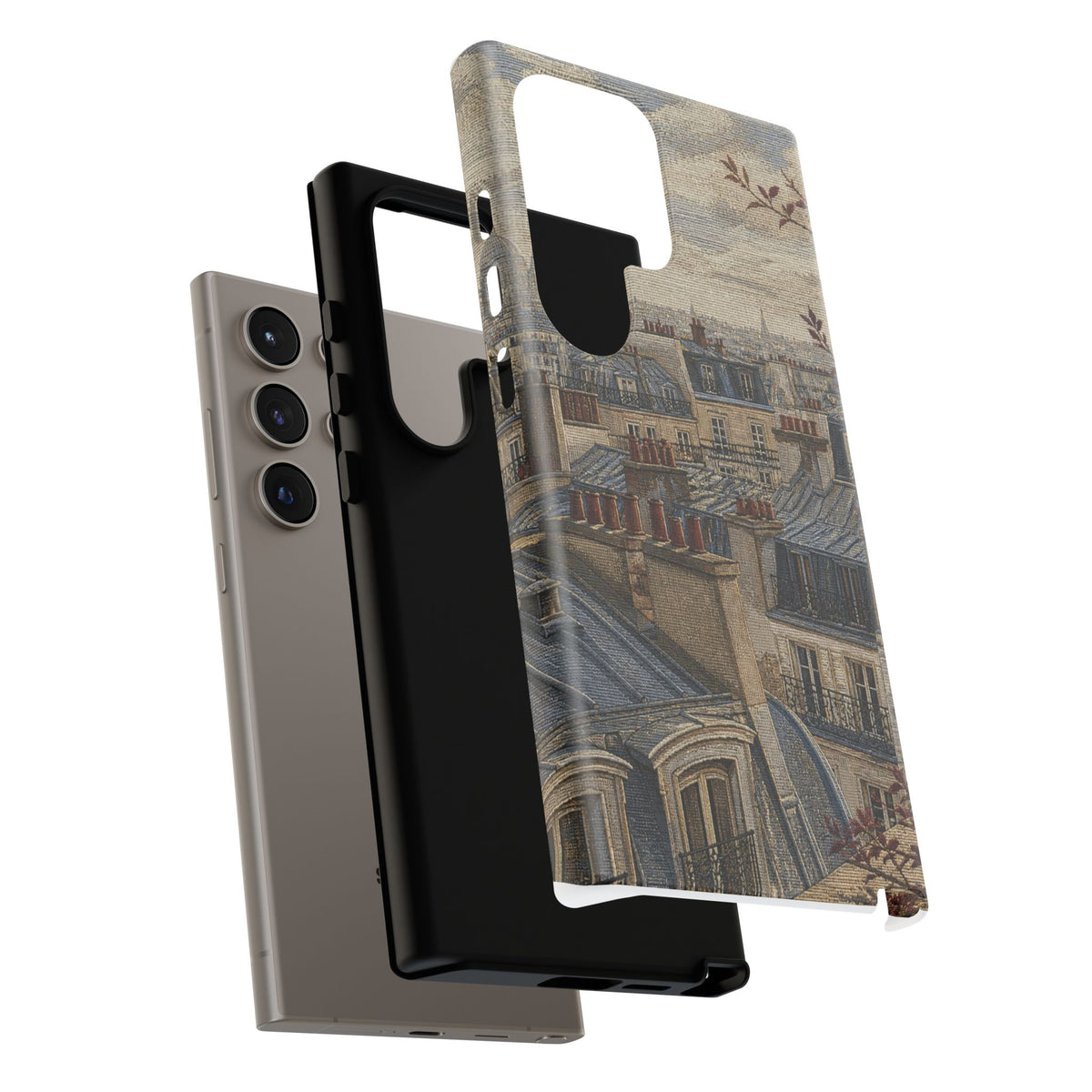 Paris Phone Case, Jacquard-Look Travel Art, Tough Protective Case, Matte or Glossy