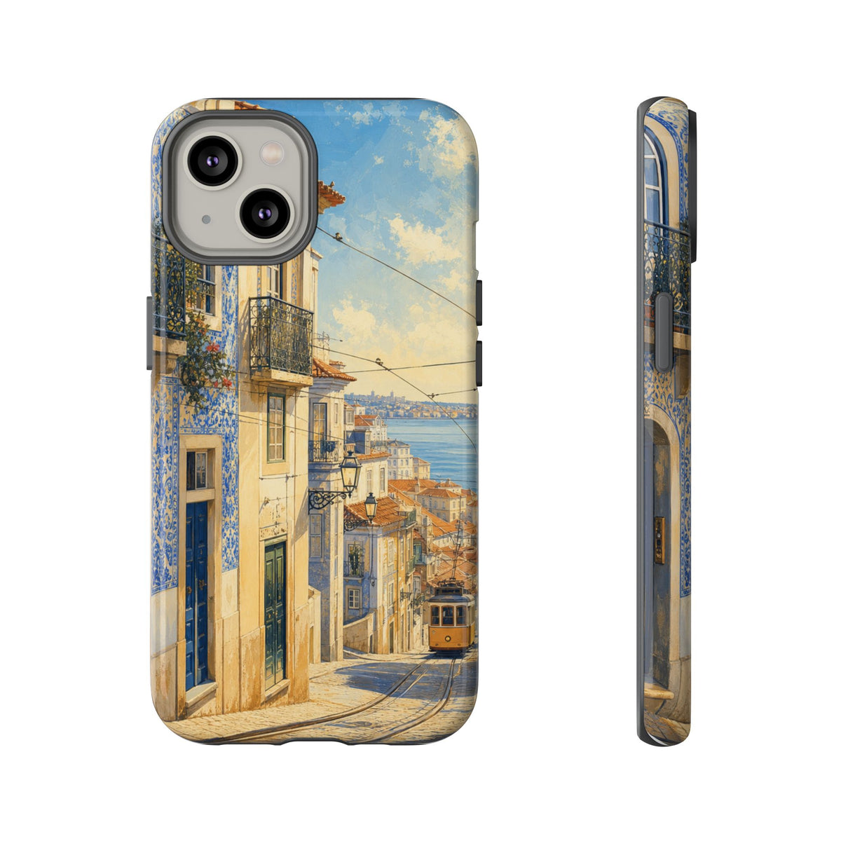 Lisbon Phone Case, Tram Street Travel Art, Tough Protective Case, Matte or Glossy