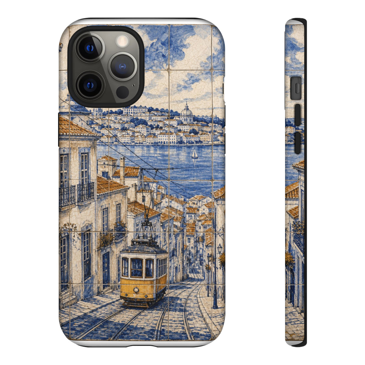 Lisbon Phone Case, Azulejo-Look Travel Art, Tough Protective Case, Matte or Glossy