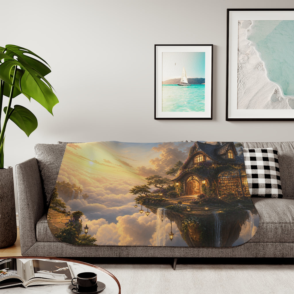 The House Above the Clouds Fantasy Sherpa Blanket