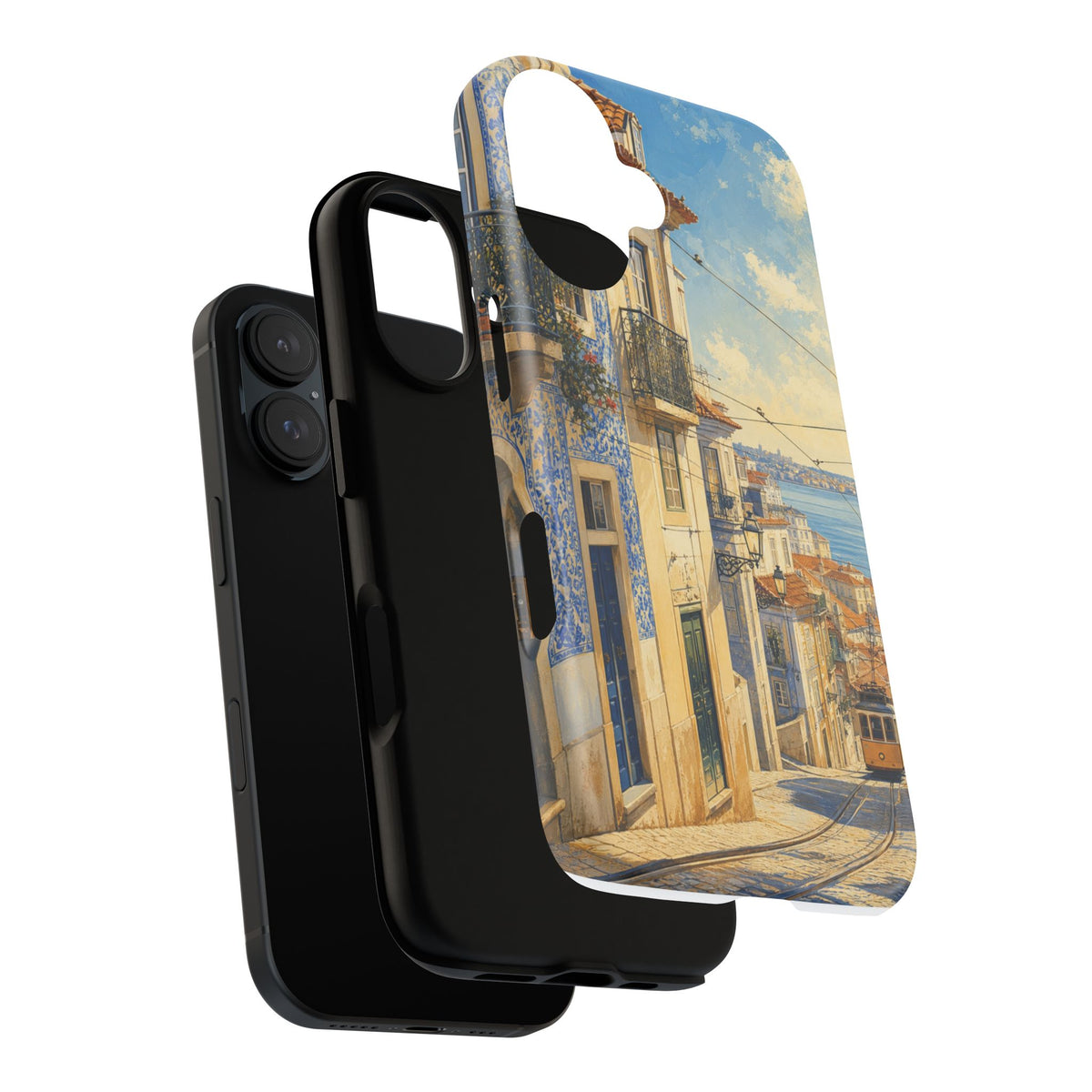 Lisbon Phone Case, Tram Street Travel Art, Tough Protective Case, Matte or Glossy