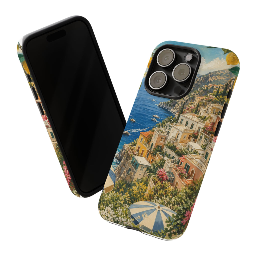 Amalfi Coast Phone Case, Coastal Travel Art, Tough Protective Case, Matte or Glossy