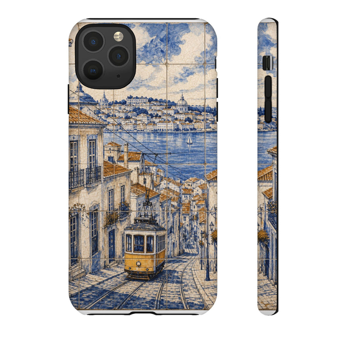 Lisbon Phone Case, Azulejo-Look Travel Art, Tough Protective Case, Matte or Glossy