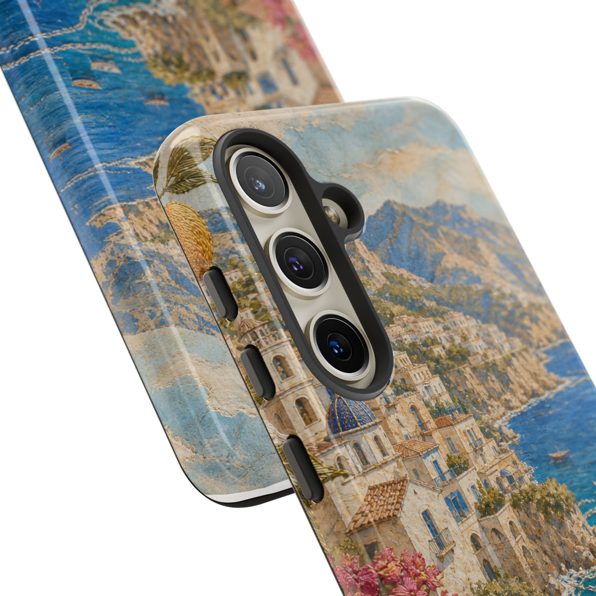 Amalfi Coast Phone Case, Fresco Embroidery-Look Art, Tough Protective Case