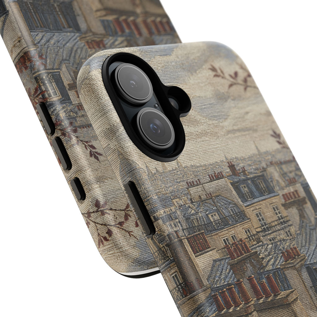 Paris Phone Case, Jacquard-Look Travel Art, Tough Protective Case, Matte or Glossy