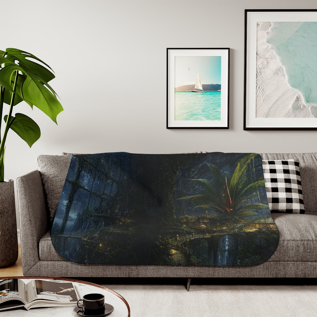 The Greenhouse at World's End Fantasy Sherpa Blanket
