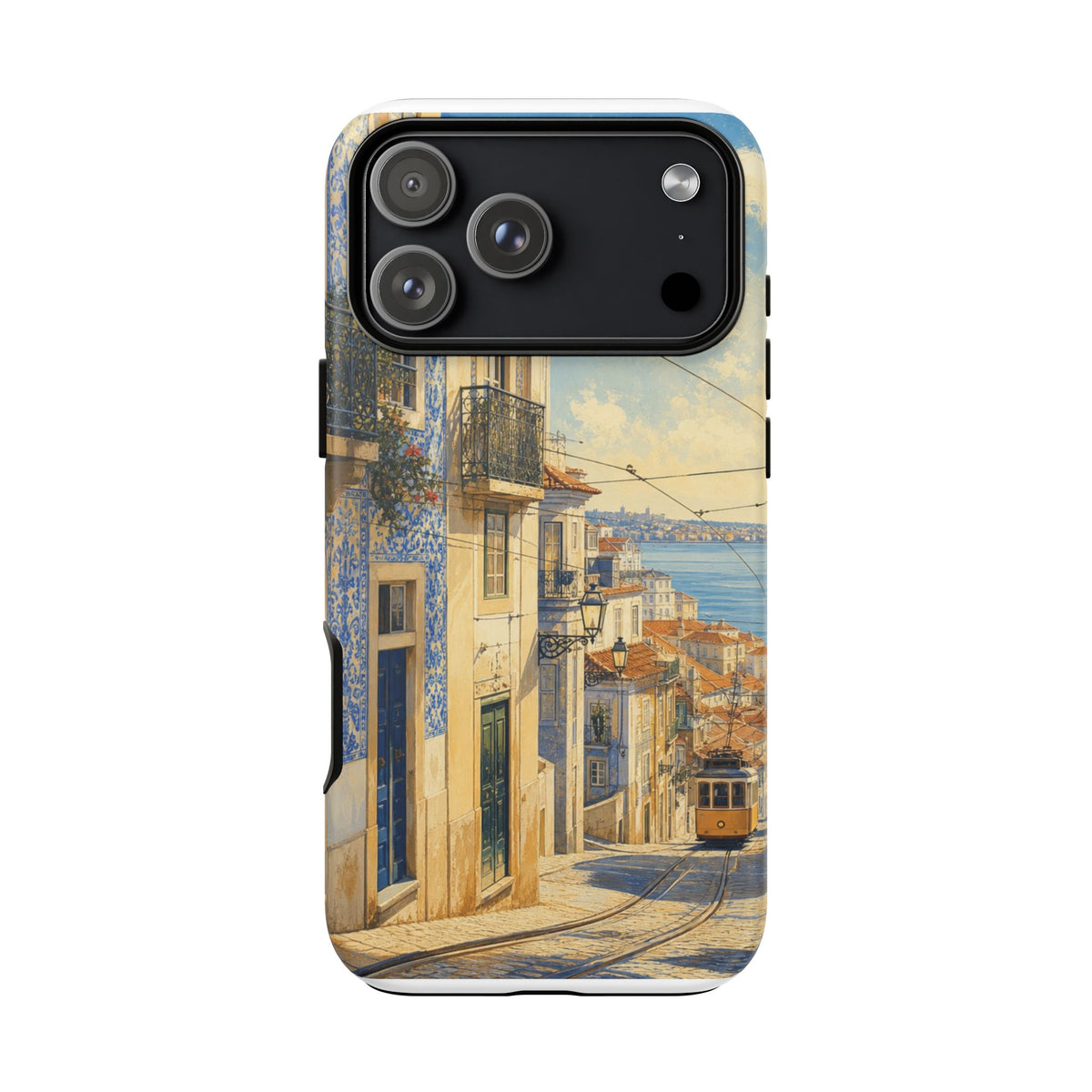 Lisbon Phone Case, Tram Street Travel Art, Tough Protective Case, Matte or Glossy